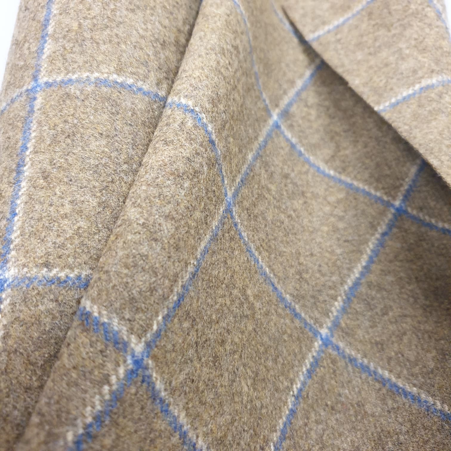 Tweed (Tuchloden) schilf mit weißen und blauen Überkaros